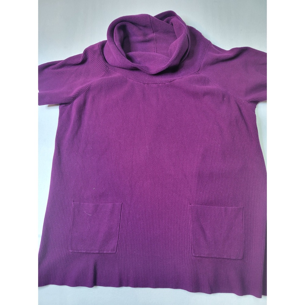 INC International Concepts Woman Purple Ribbed Cowl Neck Pocket Sweater 3X